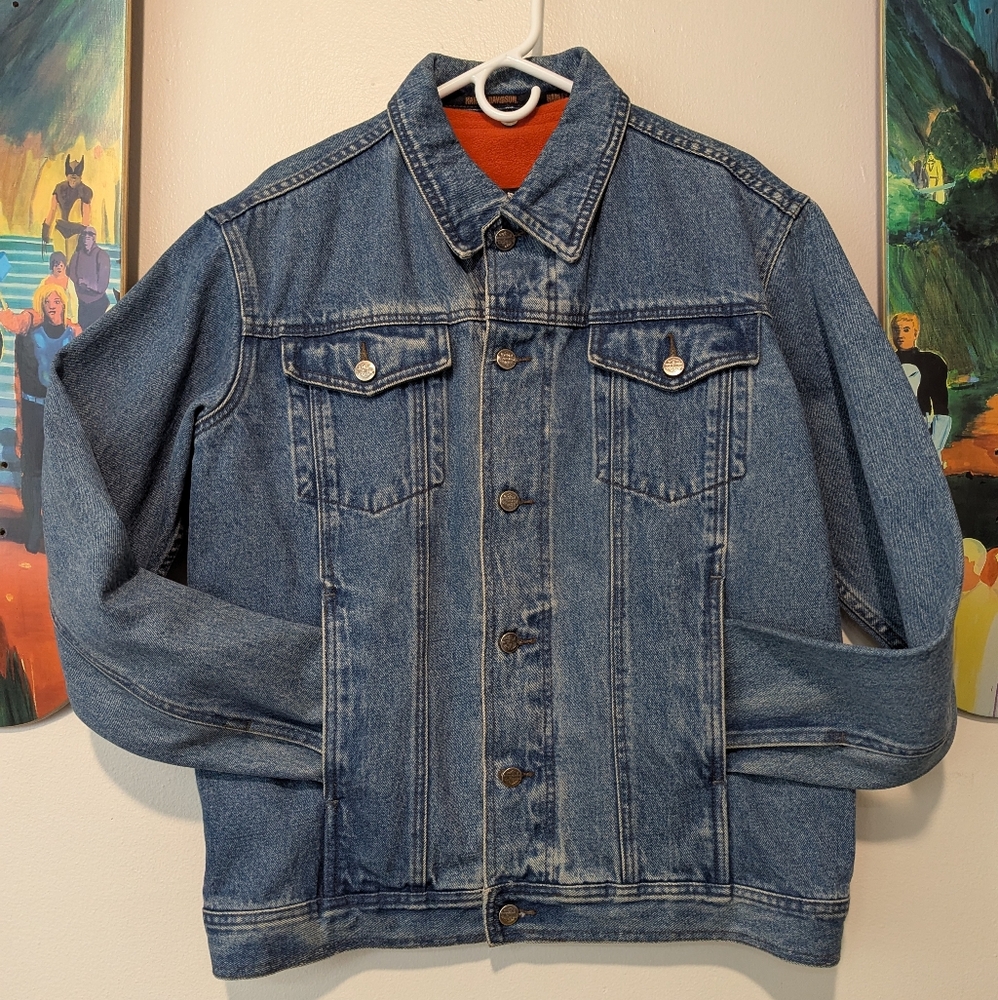 Vintage Harley Davidson Fleece Lined Denim Jacket